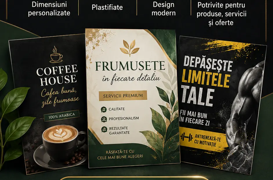 Exemple de afișe personalizate pentru afaceri, servicii și evenimente