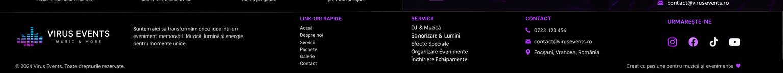 Footer demo muzică și evenimente