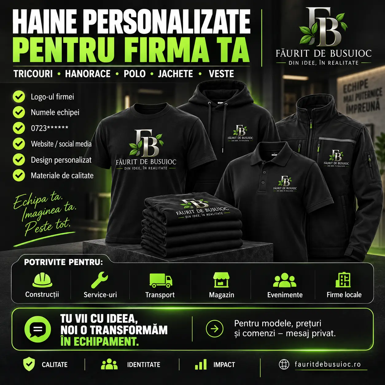 Haine personalizate pentru firme și echipe